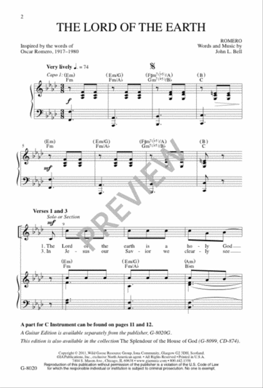 The Lord of the Earth 4-Part scores gallery preview page 2