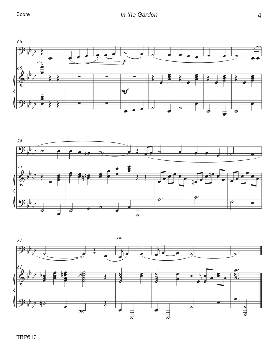 IN THE GARDEN - TUBA SOLO with Piano Accompaniment - Medium Easy Piano scores gallery preview page 4
