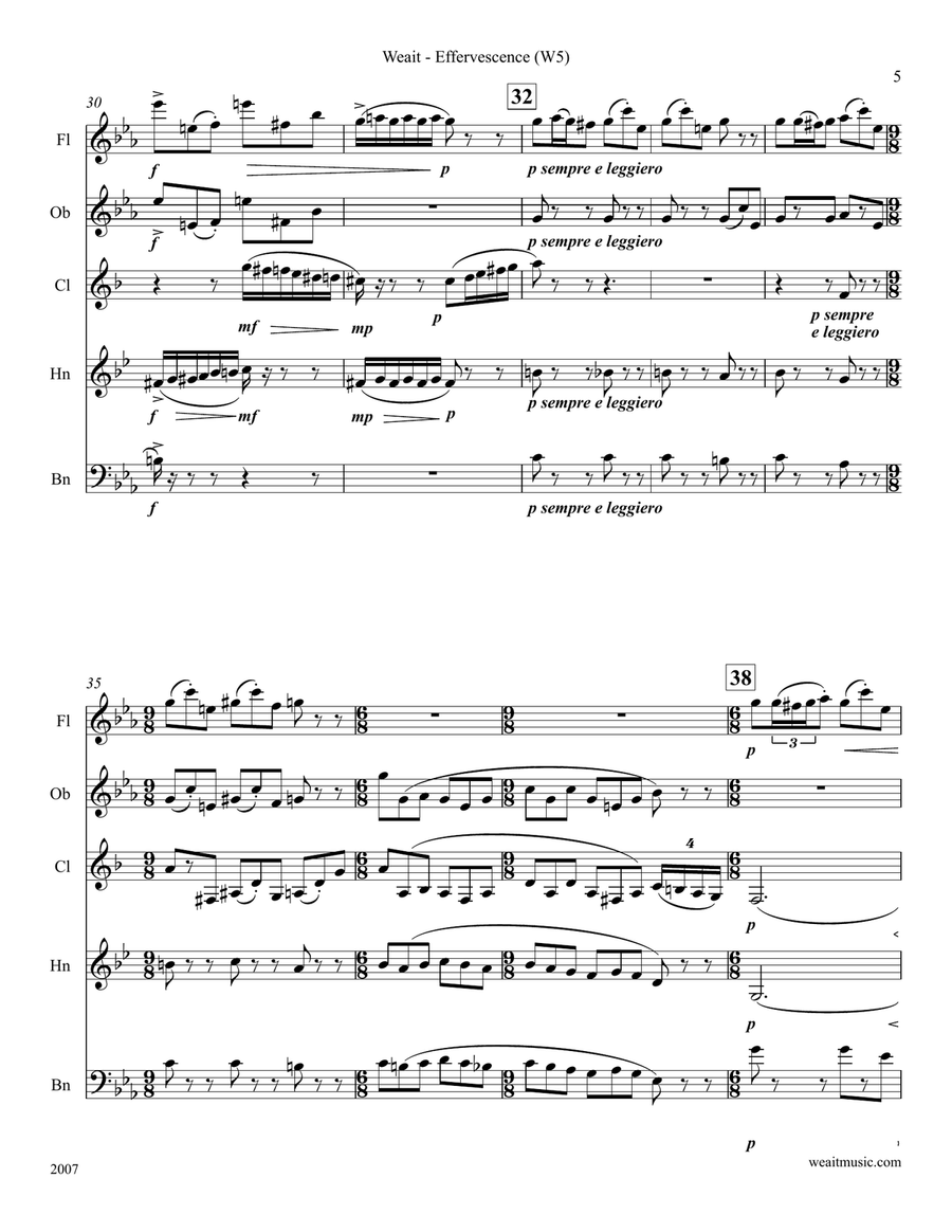 Effervescence for woodwind quintet (2’59) Woodwind Quintet scores gallery preview page 5