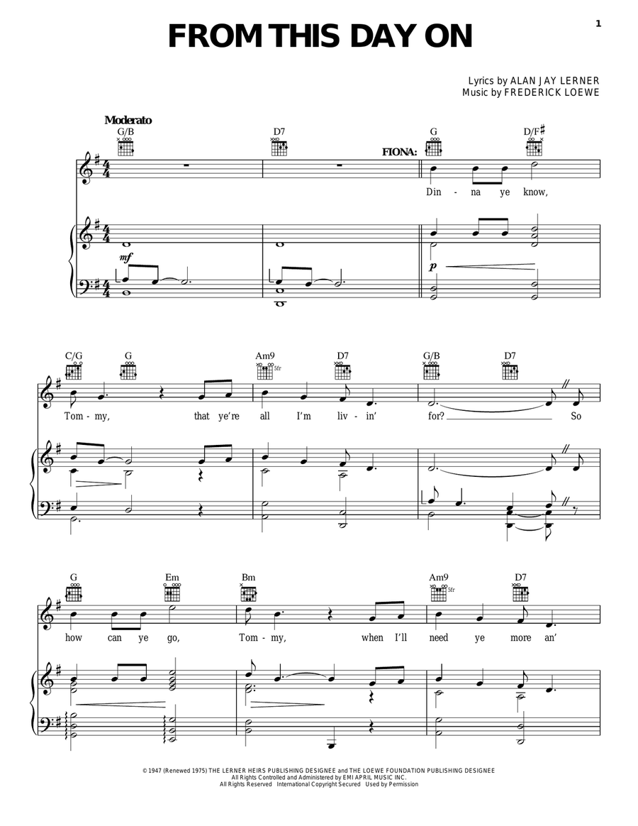 From This Day On Piano, Vocal, Guitar scores gallery preview page 1
