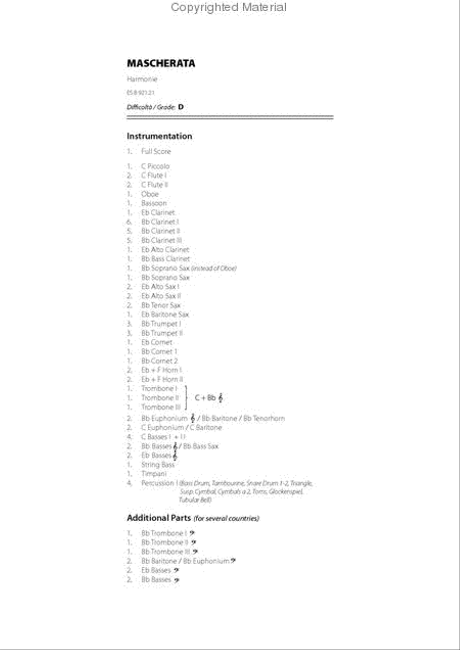 Mascherata Concert Band scores gallery preview page 2