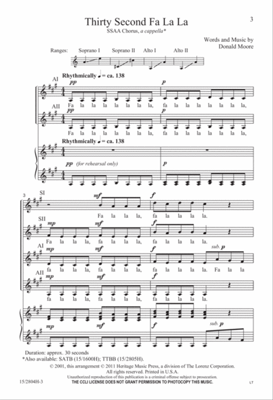 Thirty Second Fa La La Thirty Second Fa La La SSAA scores gallery preview page 4