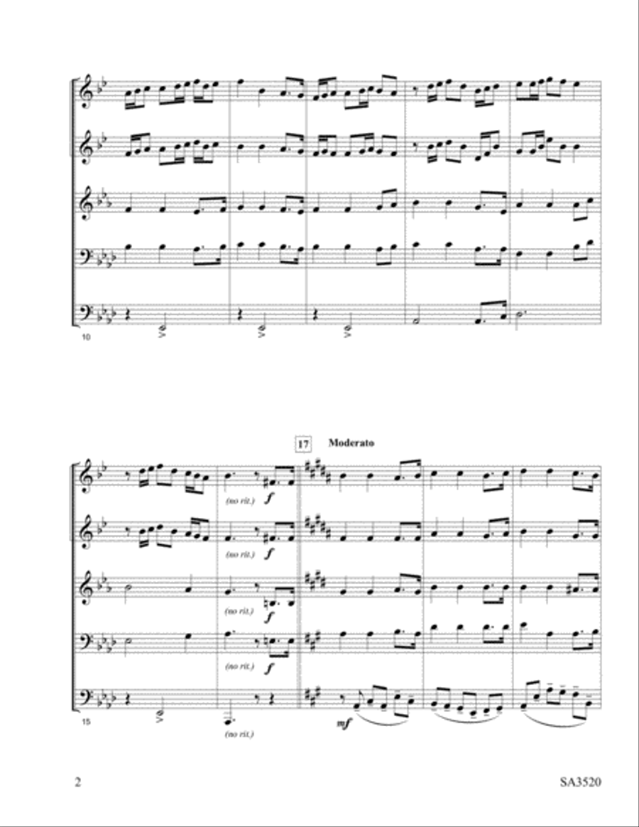 Praise The Savior, Ye Who Know Him Brass Quintet scores gallery preview page 2