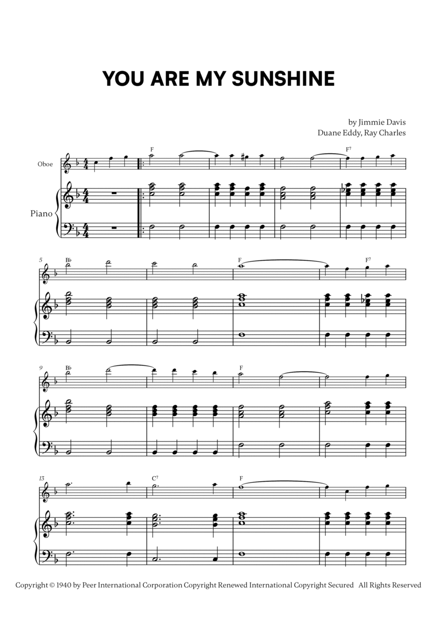 You Are My Sunshine You Are My Sunshine Piano scores gallery preview page 1