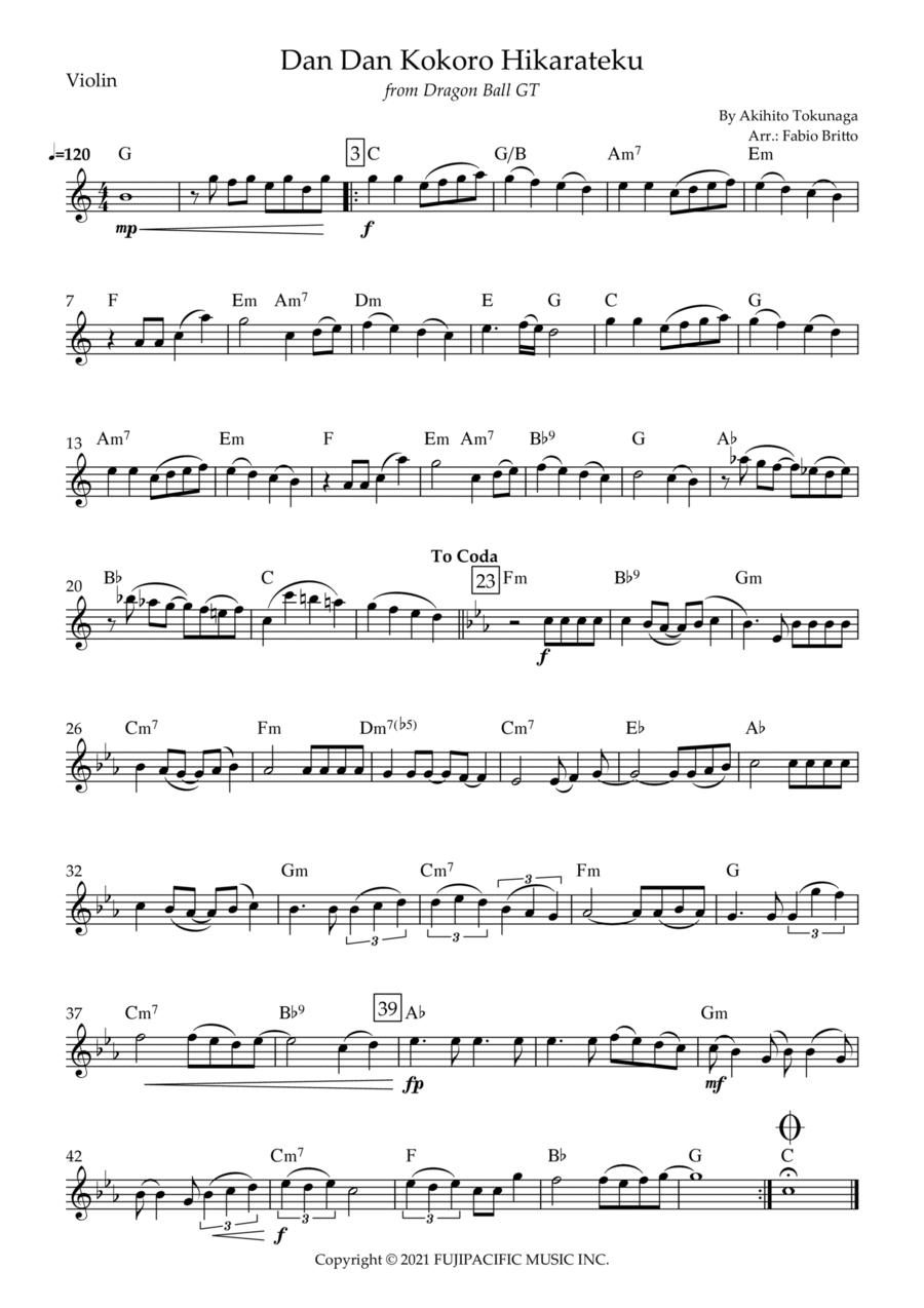Dragon Ball Gt Violin Solo scores gallery preview page 1