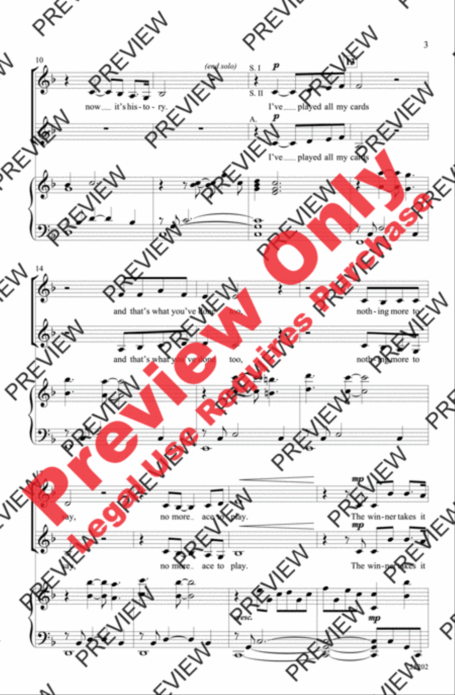 The Winner Takes It All (from Mamma Mia!) SSA scores gallery preview page 3