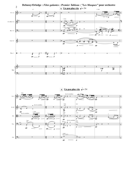 Fêtes Galantes : 1er Tableau - Les Masques for solo/mixed chorus and orchestra - Score Only