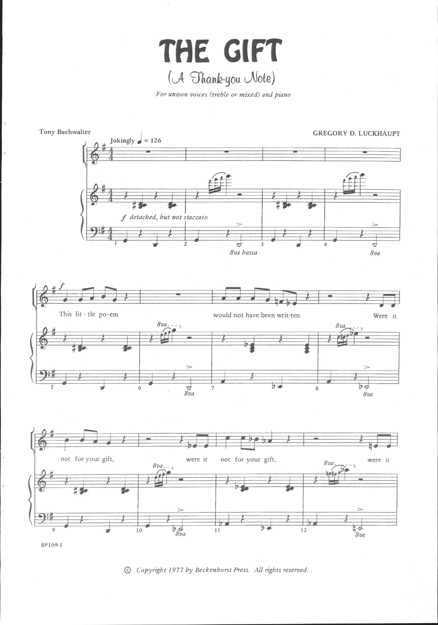 Gift, The Unison Choir scores gallery preview page 2