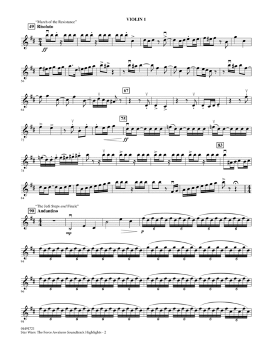 Star Wars: The Force Awakens Soundtrack Highlights - Violin 1 Violin scores gallery preview page 2
