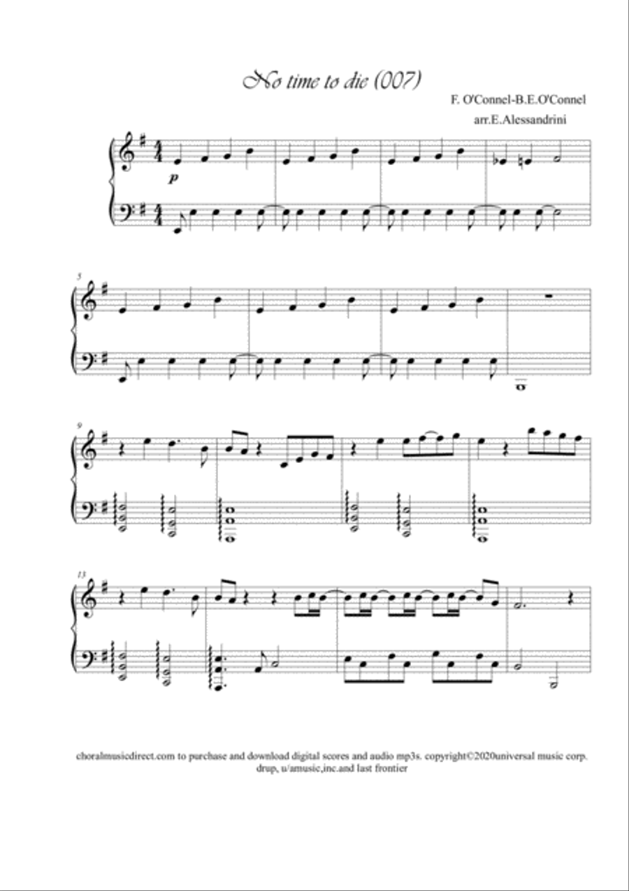 No Time To Die Piano Solo scores gallery preview page 1
