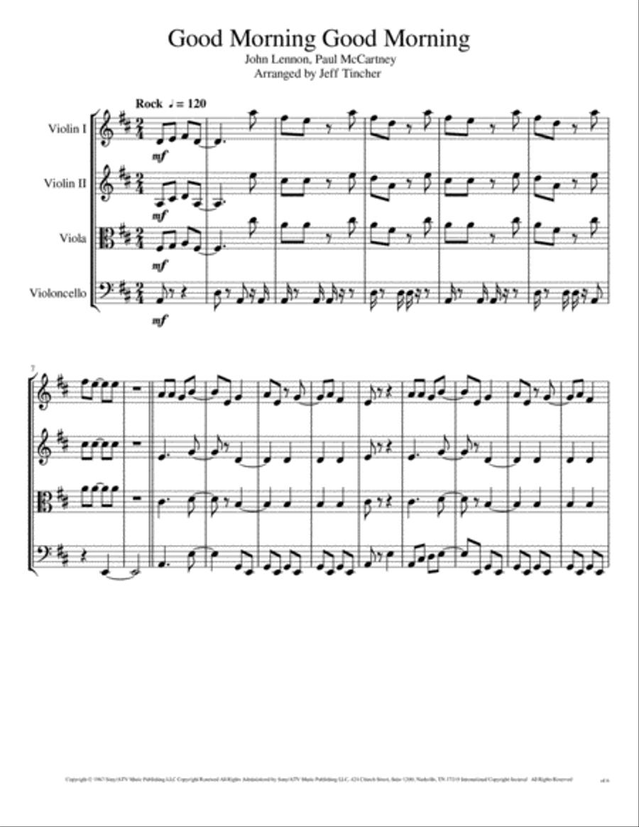 Good Morning Good Morning String Quartet scores gallery preview page 2