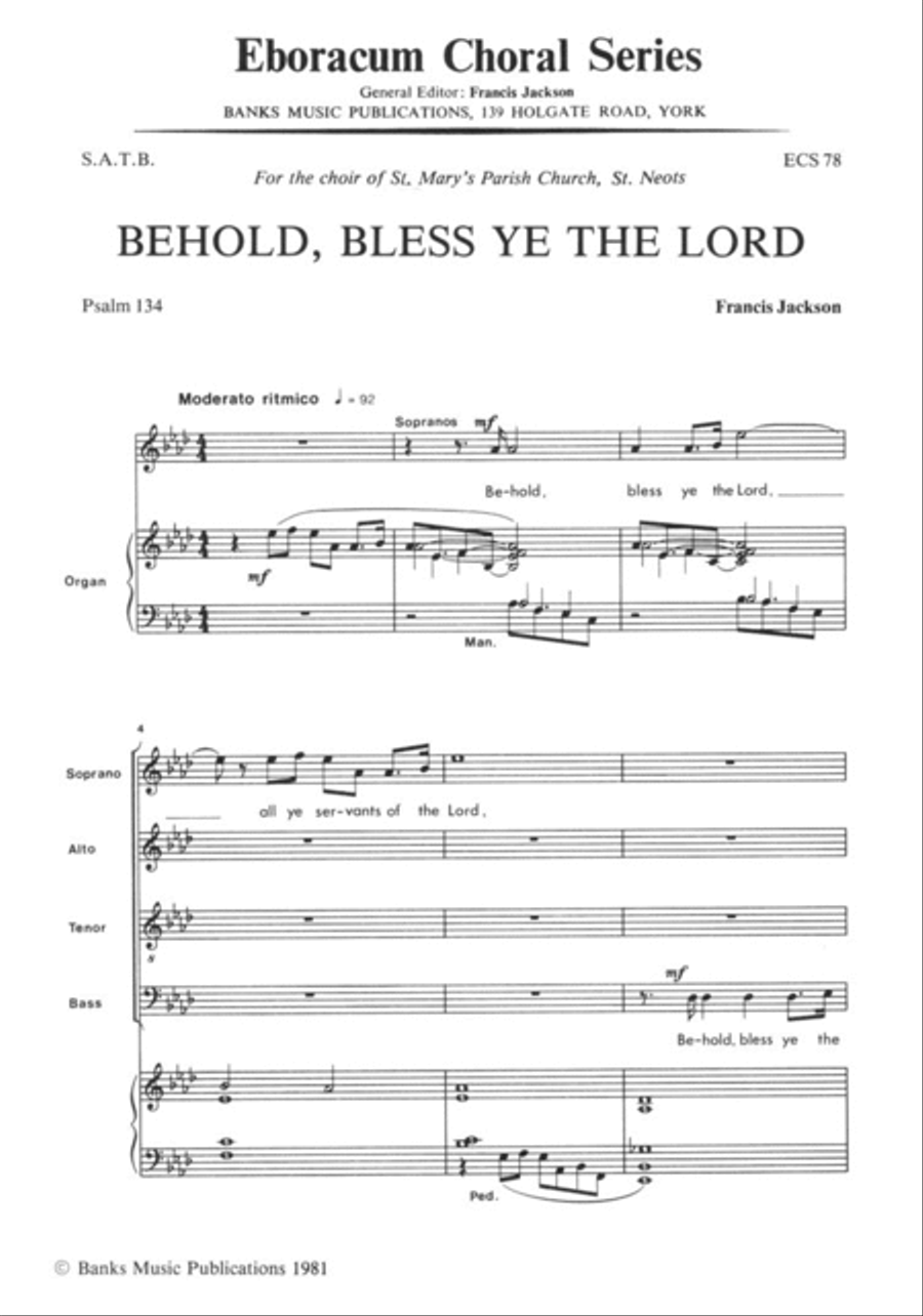 Behold Bless Ye The Lord 4-Part scores gallery preview page 1