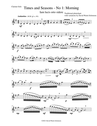 Times and Seasons for clarinet solo No 1: Morning