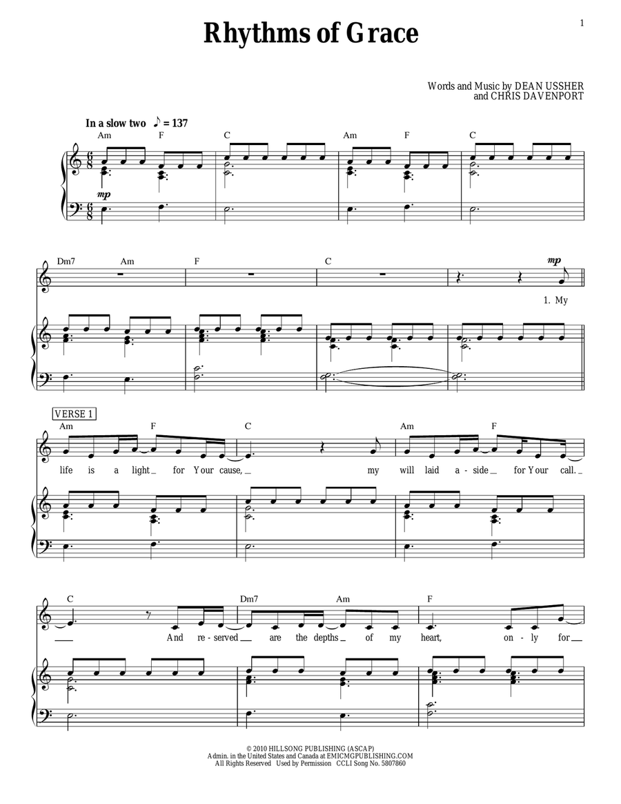 Rhythms Of Grace Piano, Vocal, Guitar scores gallery preview page 1