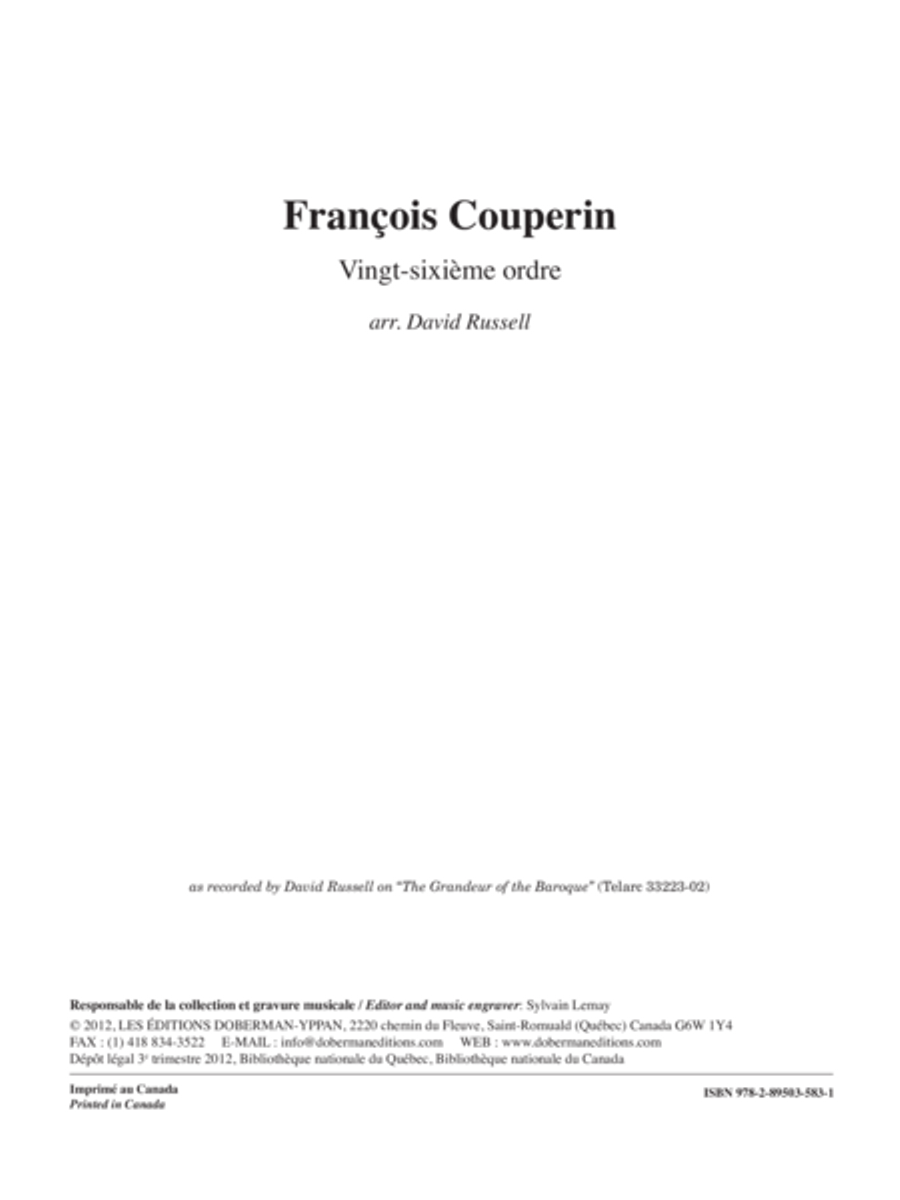 Vingt-sixième ordre Classical Guitar scores gallery preview page 1