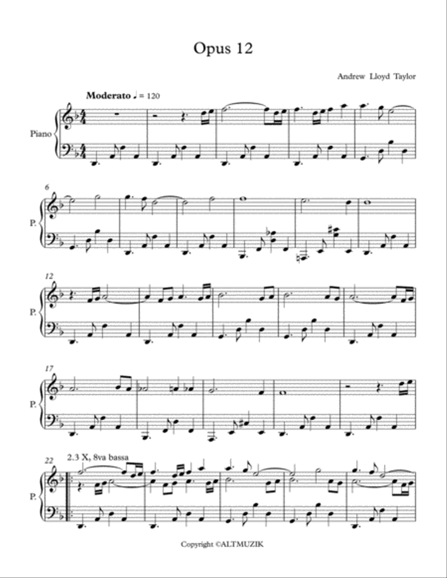 Opus 12 Piano Solo scores gallery preview page 1
