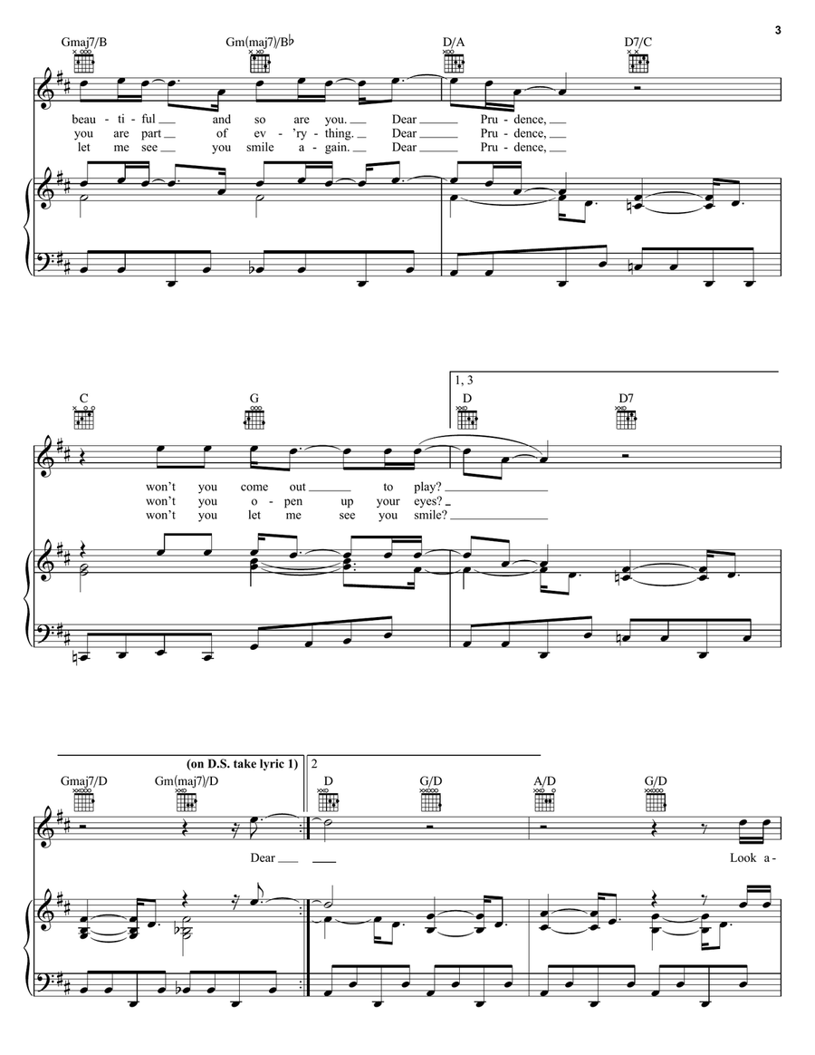 Dear Prudence Piano, Vocal, Guitar scores gallery preview page 3
