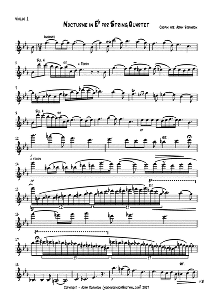 Chopin Nocturne in E flat major for String Quartet