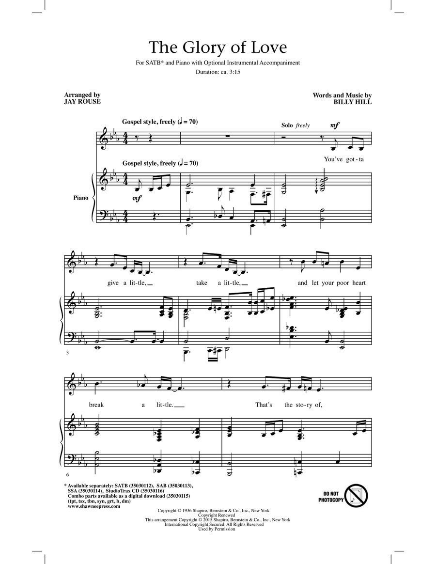 The Glory Of Love 4-Part scores gallery preview page 1
