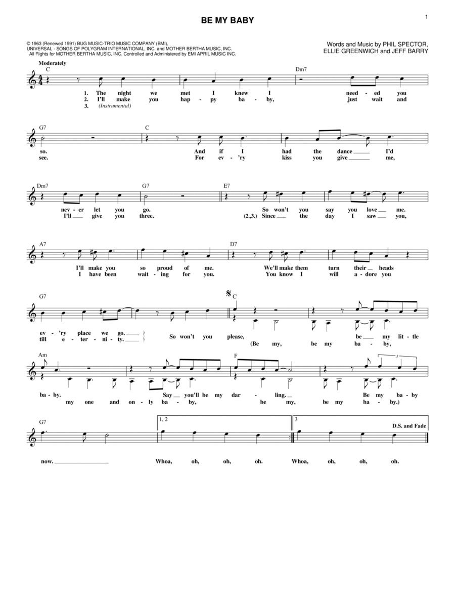 Be My Baby Piano scores gallery preview page 1