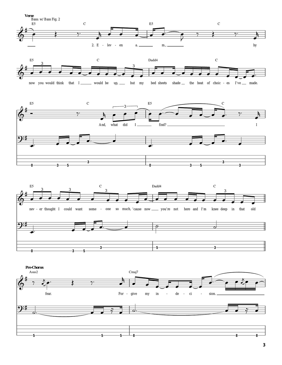 11am 11am Bass Guitar Tablature scores gallery preview page 3