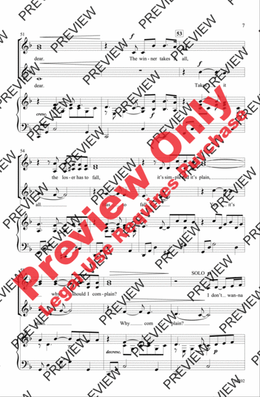 The Winner Takes It All (from Mamma Mia!) SSA scores gallery preview page 7