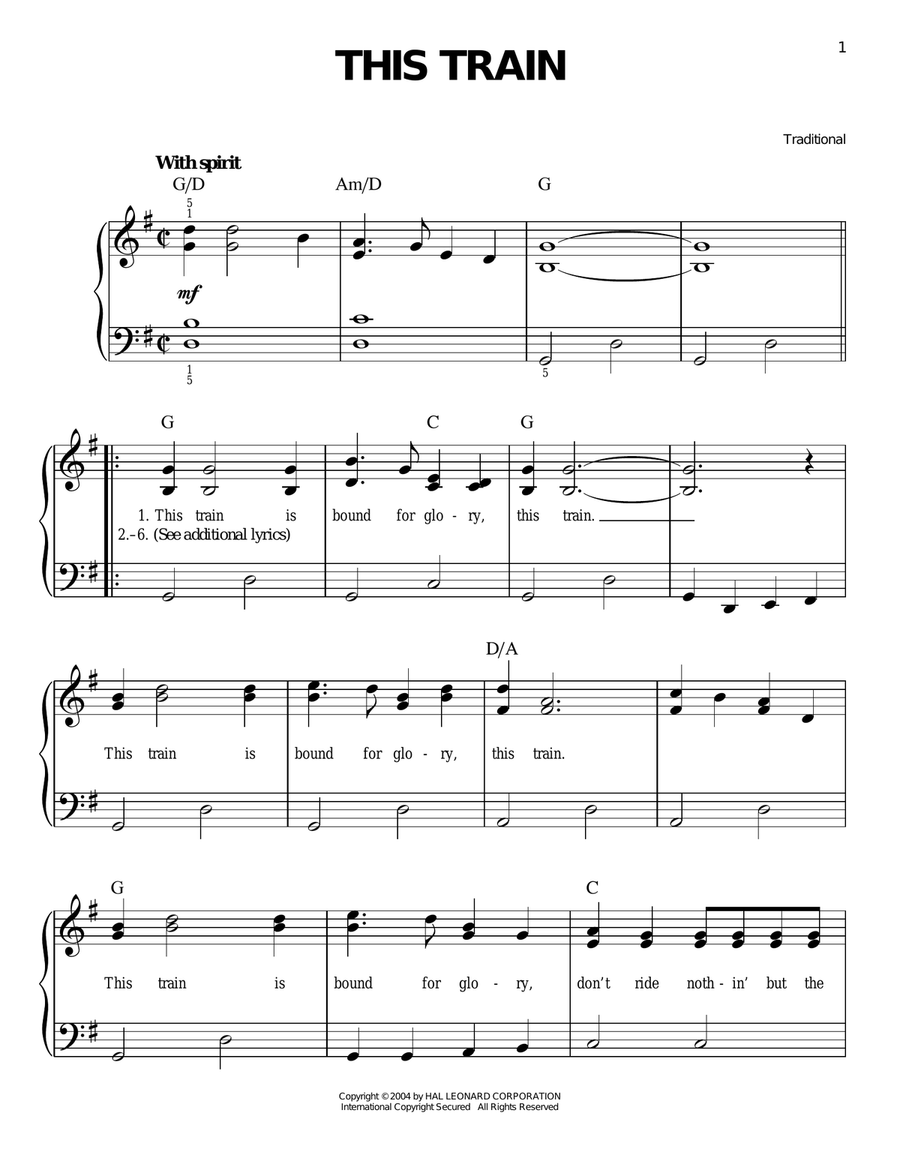 This Train This Train Easy Piano scores gallery preview page 1
