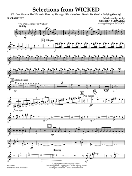 Selections from Wicked (arr. Jay Bocook) - Bb Clarinet 3