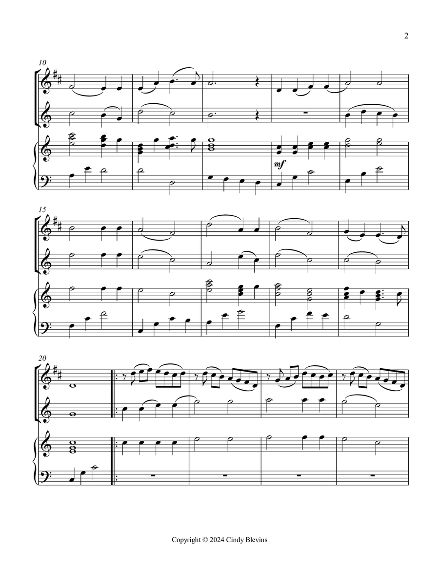 Holy, Holy, Holy! Lord God Almighty, for Piano, Clarinet and Violin Small Ensemble scores gallery preview page 3