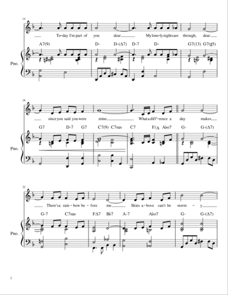 What A Difference A Day Makes Piano, Vocal, Guitar scores gallery preview page 2