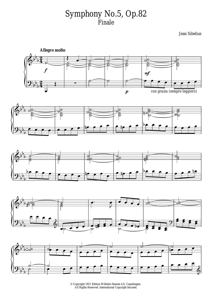 Symphony No.5, Op.82 (Finale) Piano Solo scores gallery preview page 1