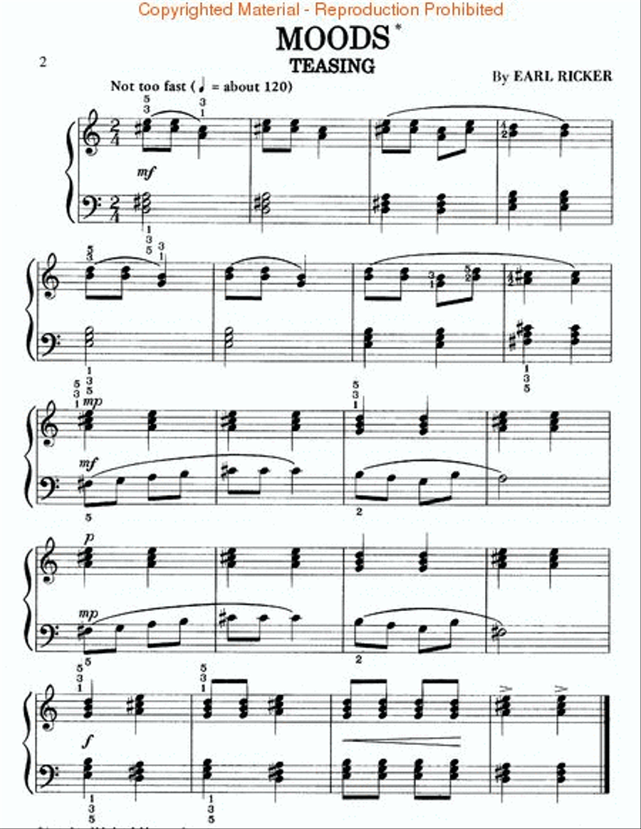 Moods - Levels II-III, (Teasing, I Wonder, I Can Do It, Winner's Mood) Piano Method scores gallery preview page 2
