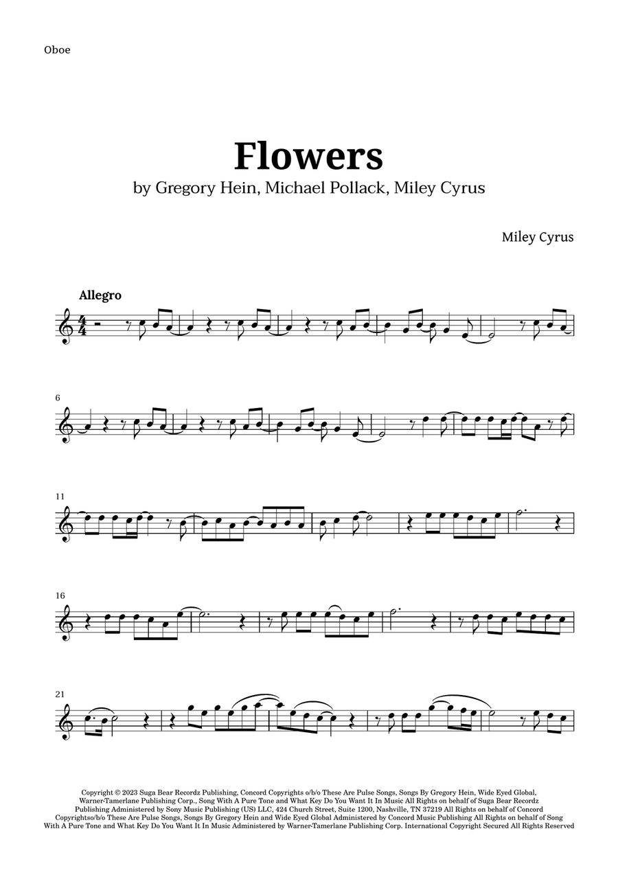 Flowers Oboe Solo scores gallery preview page 1