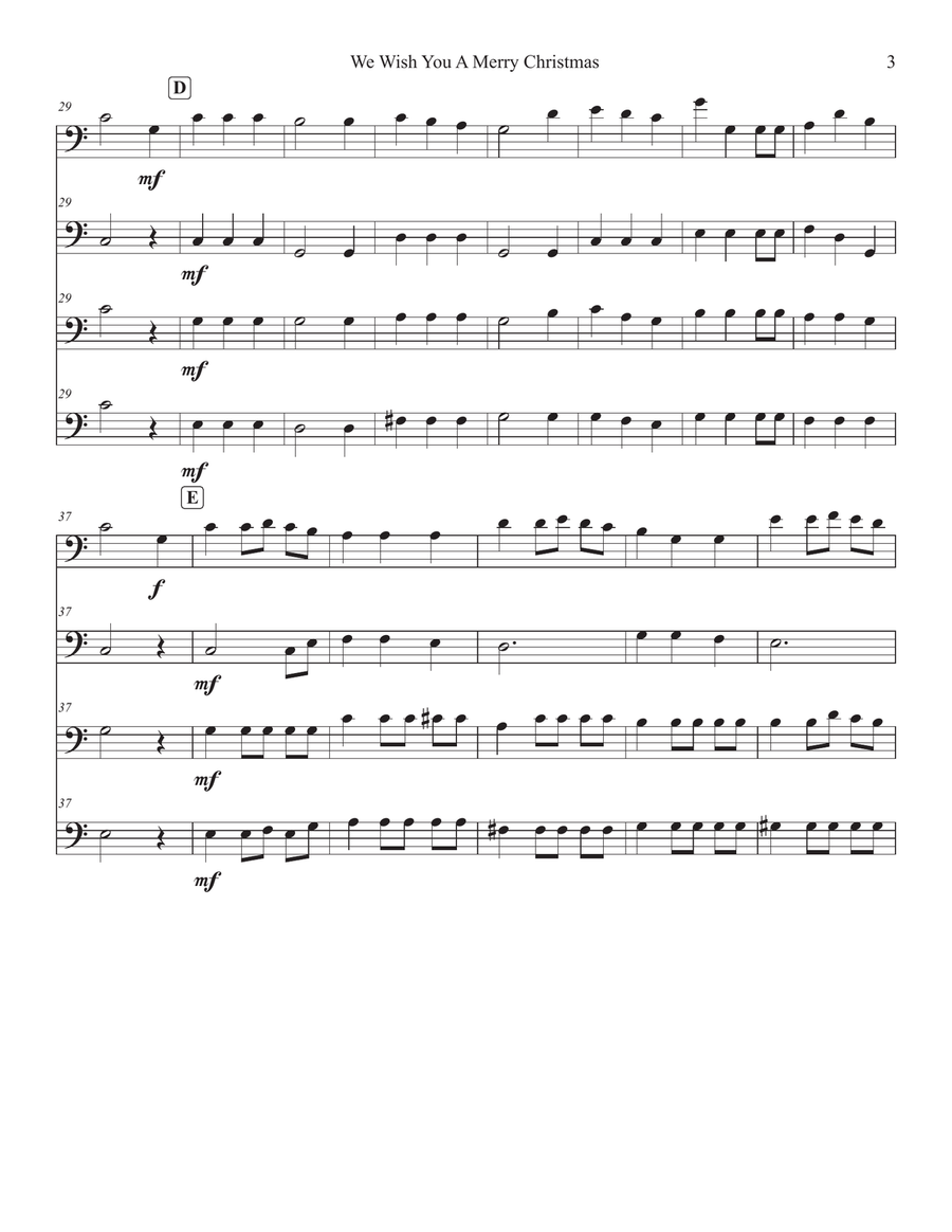 We Wish You A Merry Christmas Brass Quartet scores gallery preview page 3