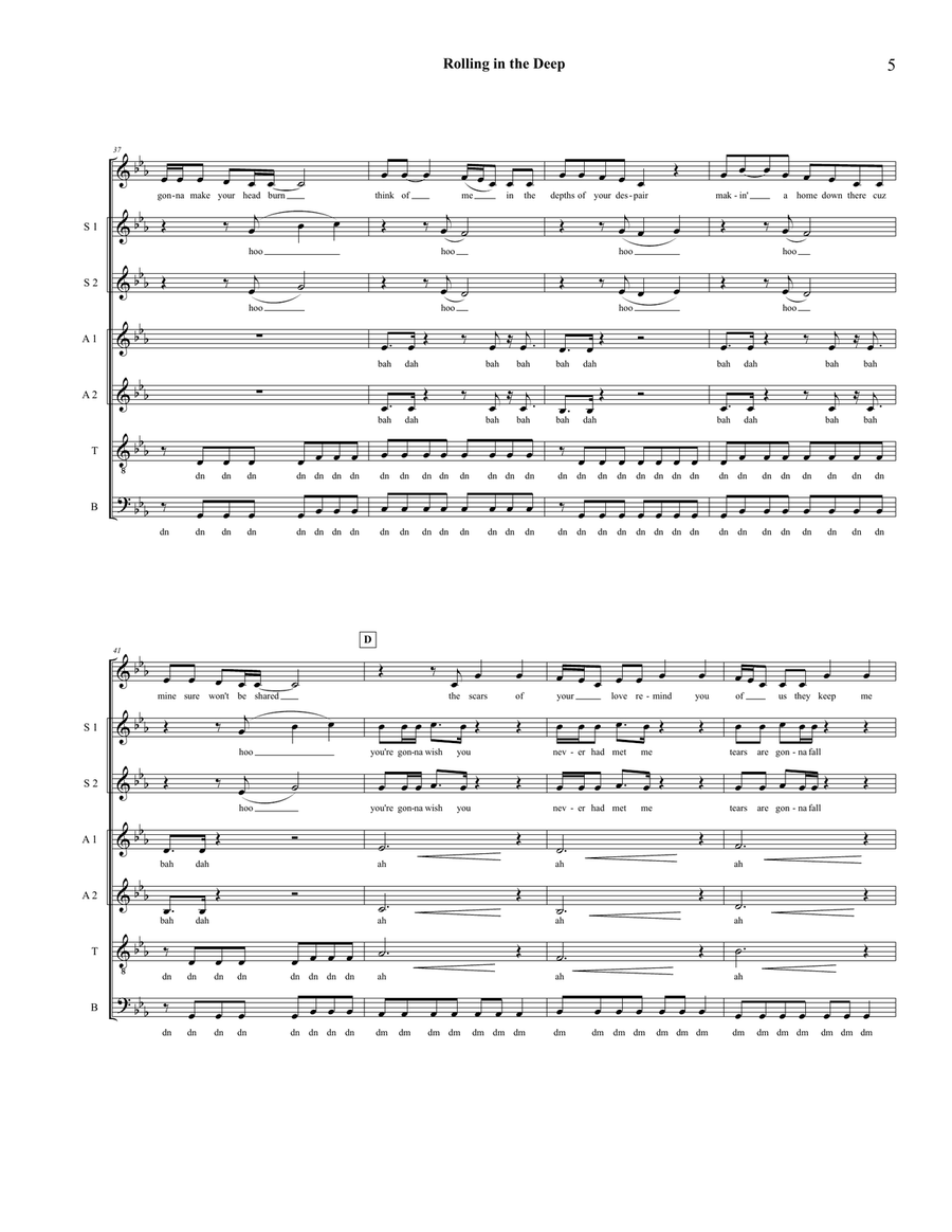 Rolling In The Deep 4-Part scores gallery preview page 5