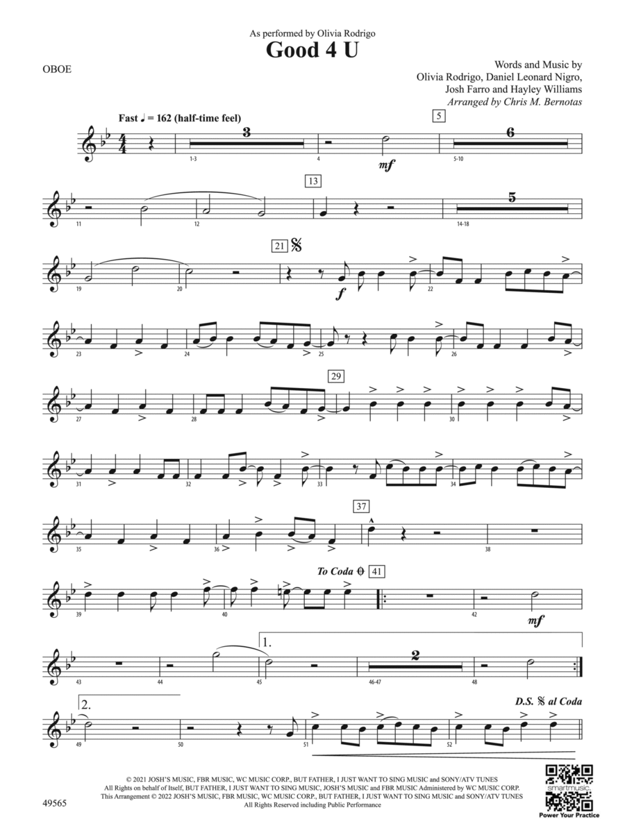 Good 4 U: Oboe Concert Band scores gallery preview page 1