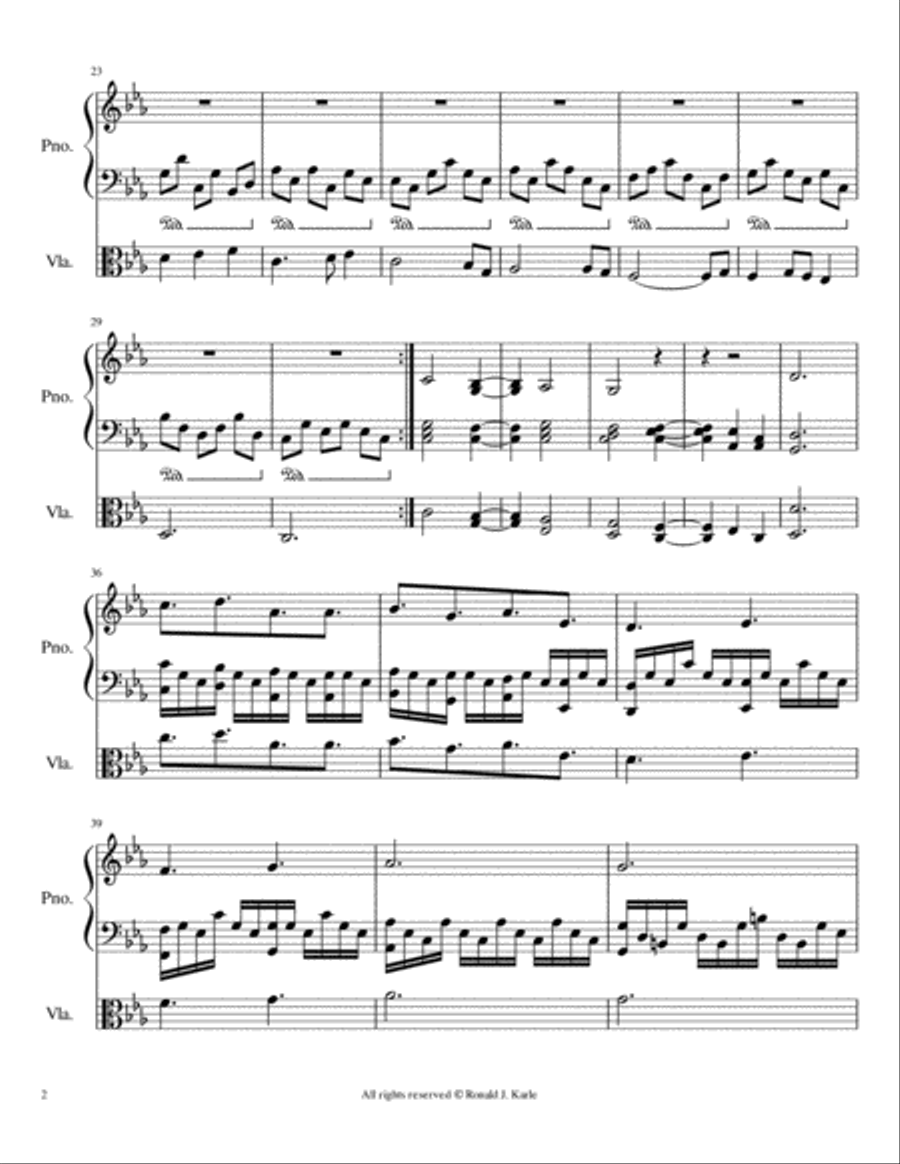 Nocturne #87 by : Ronald J. Karle for Piano and Viola Viola scores gallery preview page 3
