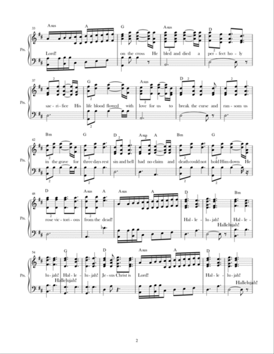 Hallelujah (Jesus Christ is Lord) Piano Solo scores gallery preview page 2