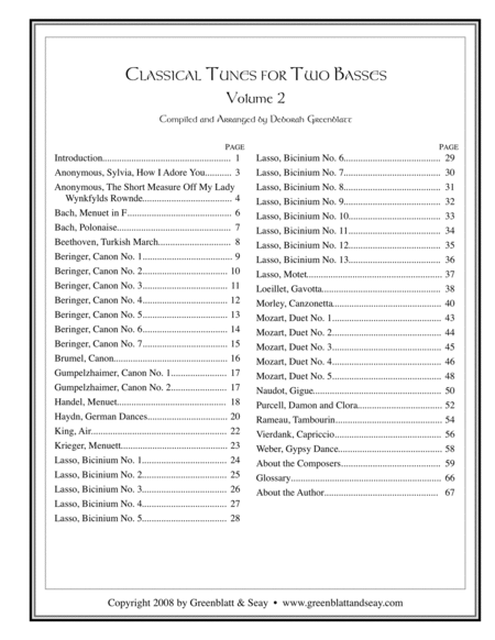 Classical Tunes for Two Basses, Volume 2