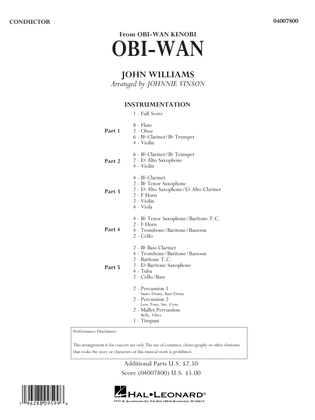 Book cover for Obi-Wan (arr. Johnnie Vinson) - Conductor Score (Full Score)