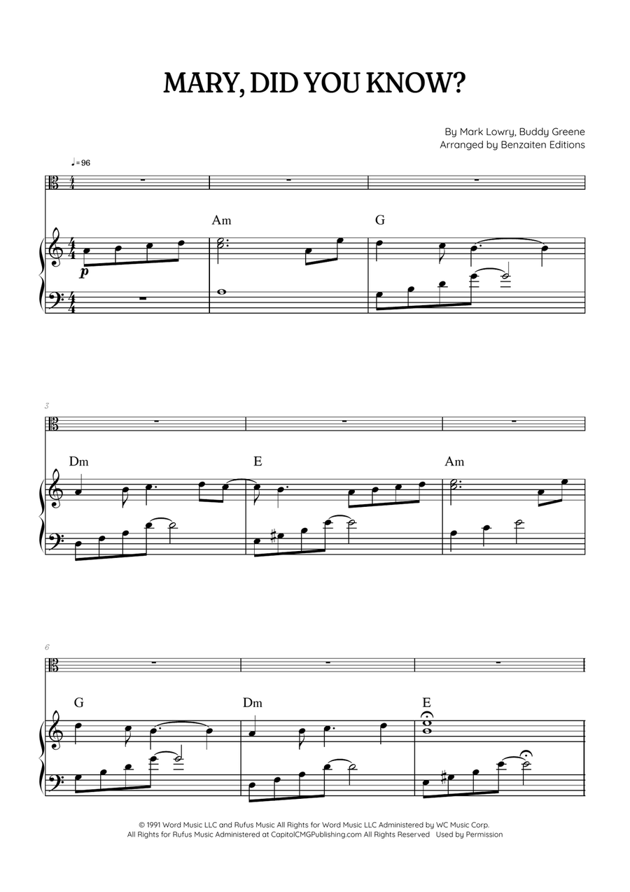Mary, Did You Know? Viola scores gallery preview page 1