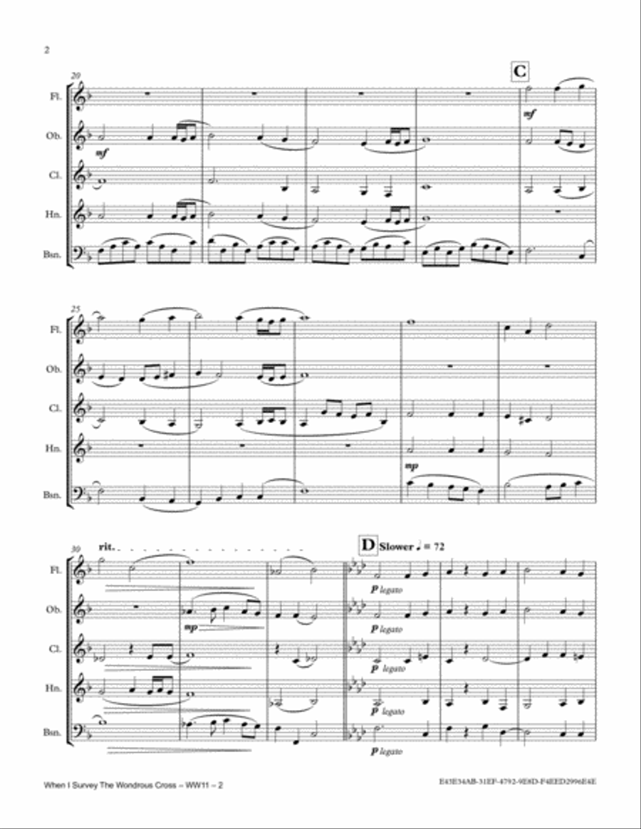 When I Survey The Wondrous Cross Woodwind Quintet scores gallery preview page 2