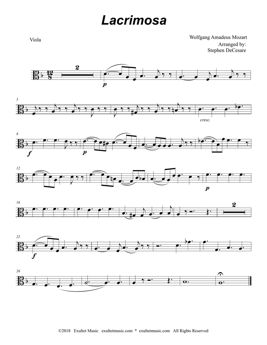 Lacrimosa (String Quartet and Piano) String Quartet scores gallery preview page 6