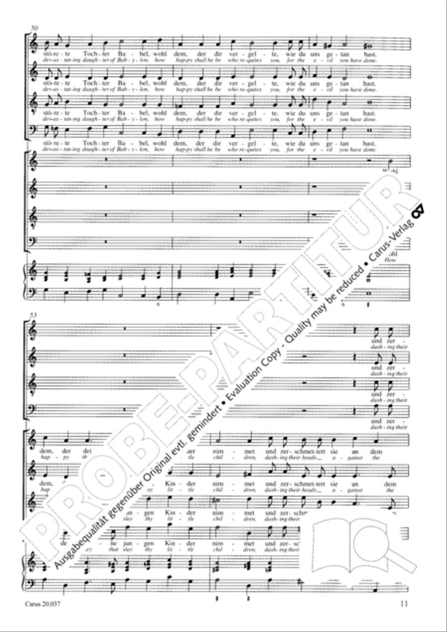 An den Wassern zu Babel sassen wir 4-Part scores gallery preview page 12