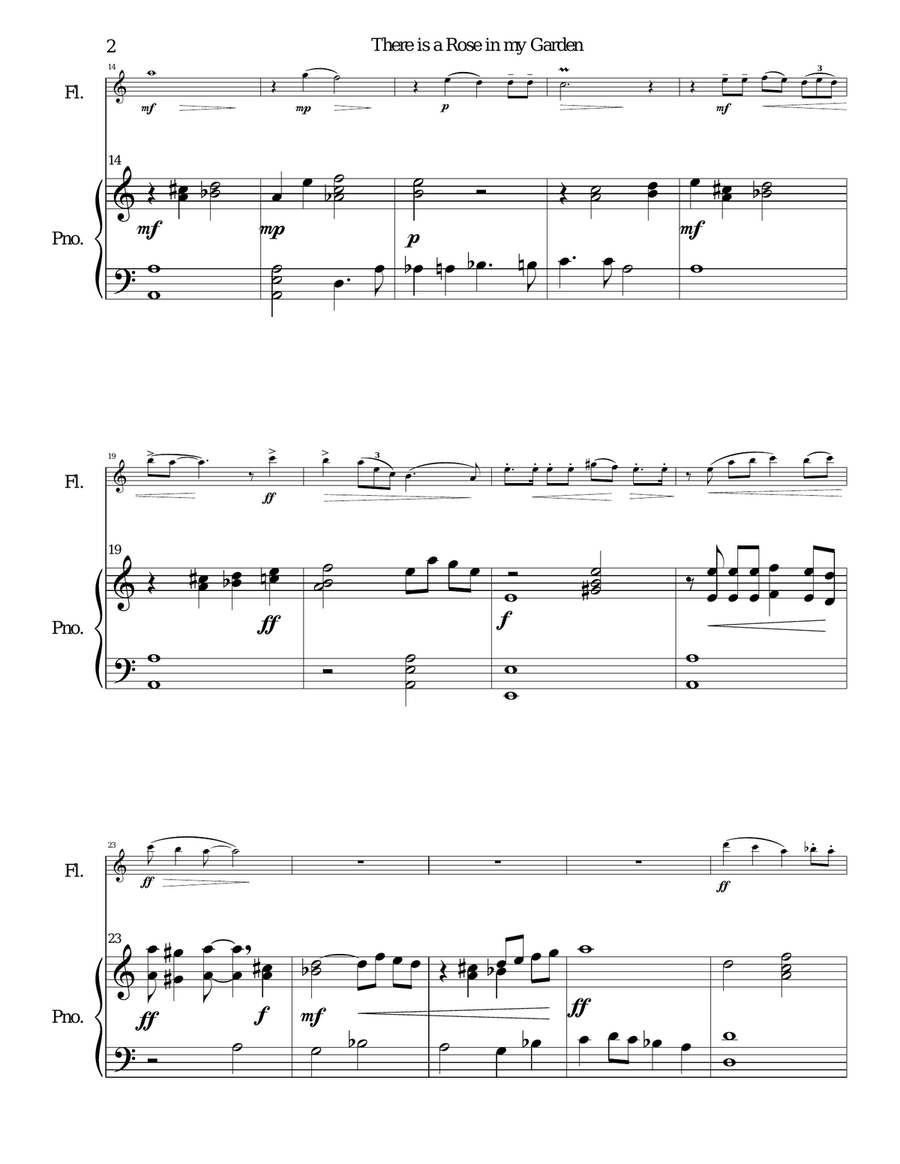 There is a Rose in my Garden for flute and piano Flute Solo scores gallery preview page 2