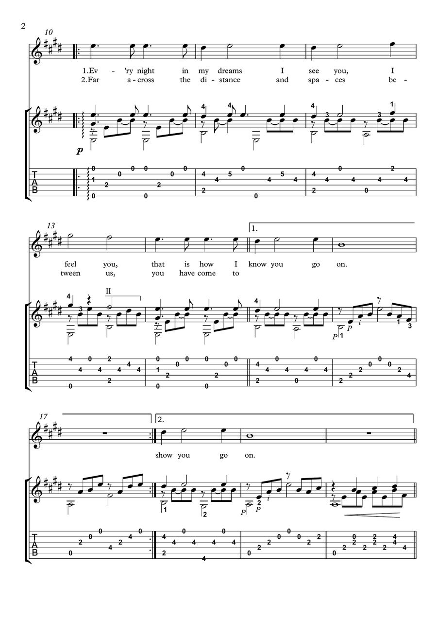 My Heart Will Go On (Love Theme from Titanic) Acoustic Guitar scores gallery preview page 2