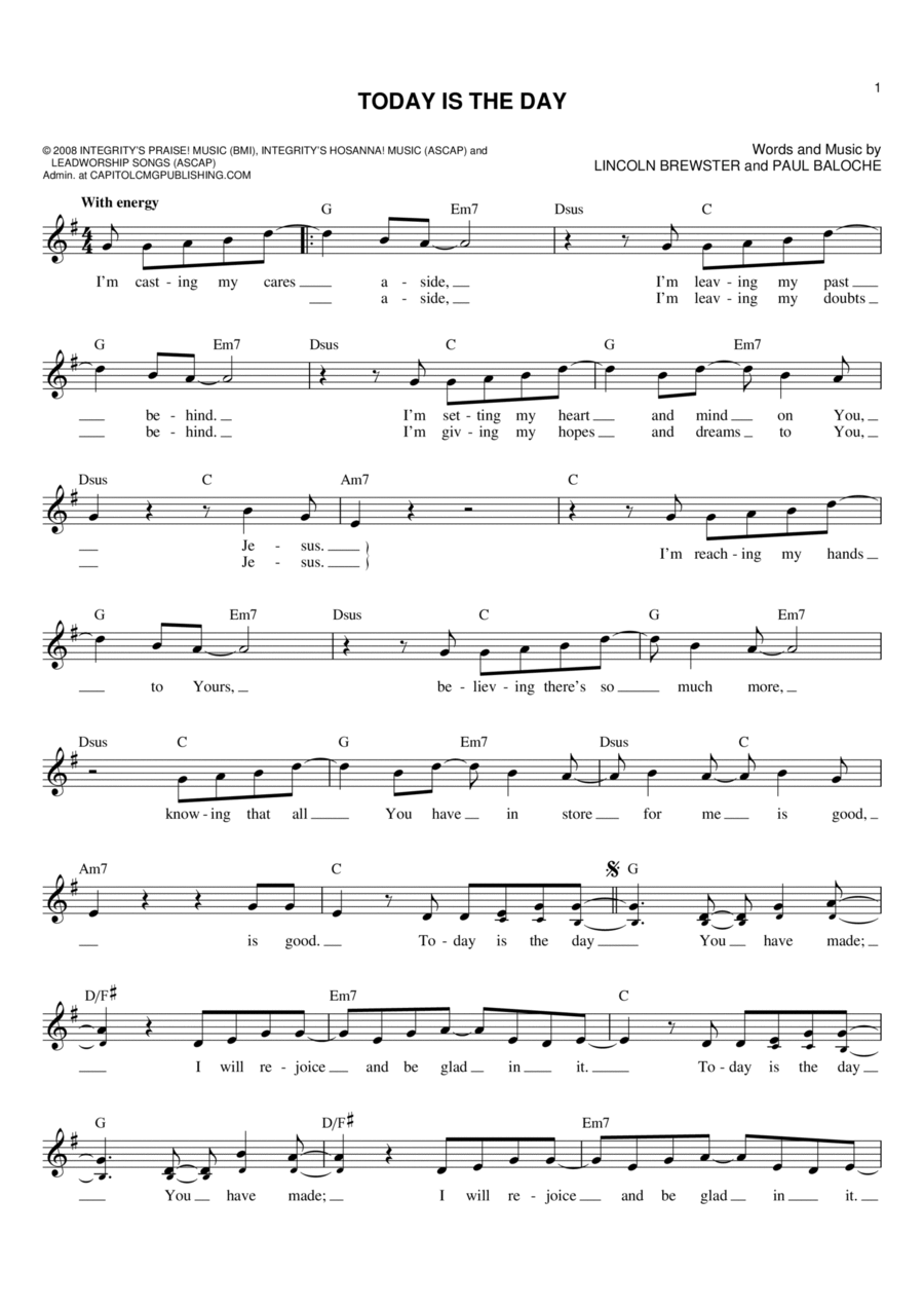 Today Is The Day Flute scores gallery preview page 1
