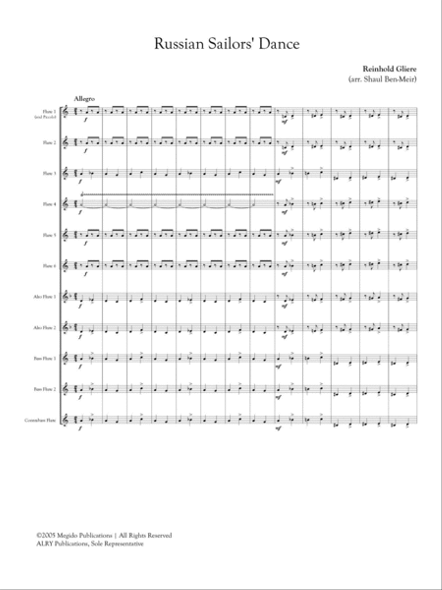 Russian Sailors Dance for Flute Orchestra Flute Choir scores gallery preview page 2