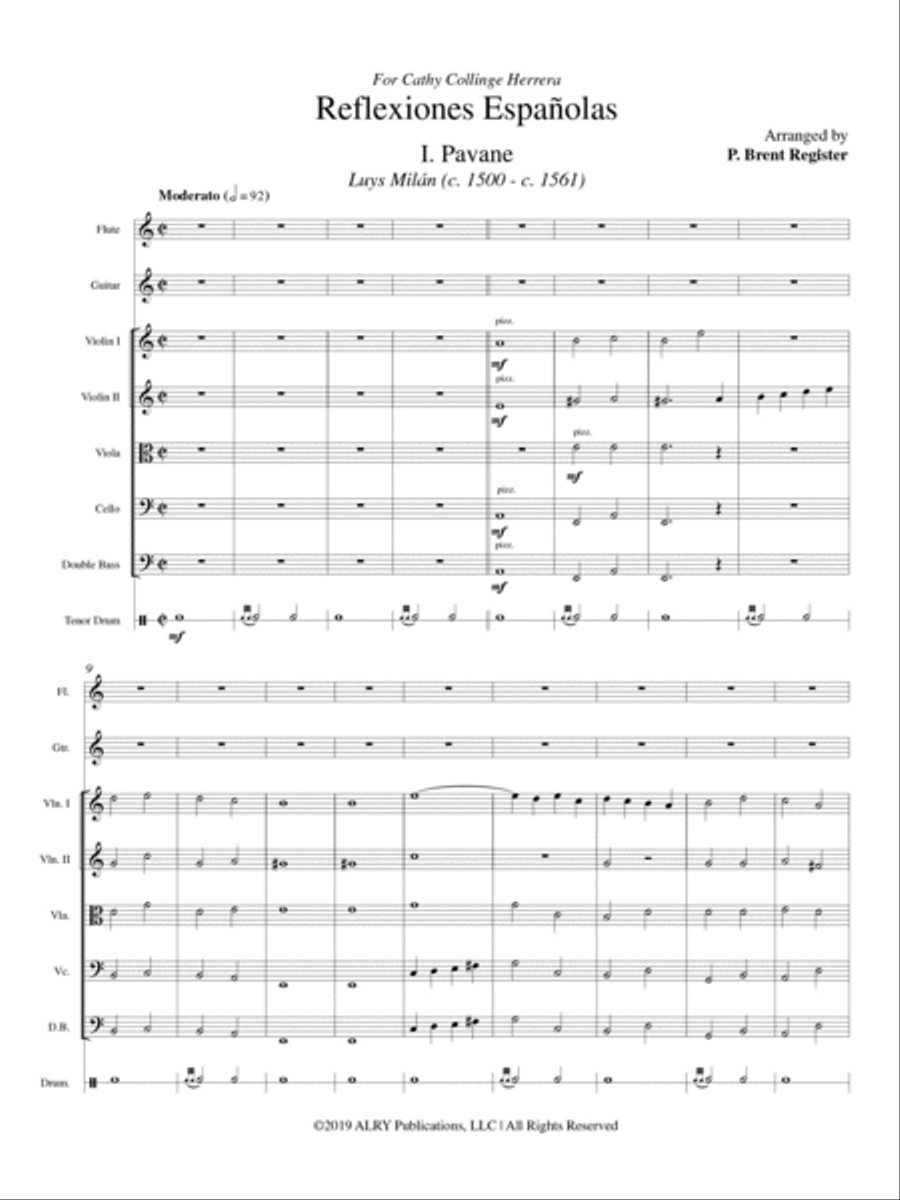 Reflexiones Espanolas for Flute, Guitar, Strings and Percussion Flute scores gallery preview page 2