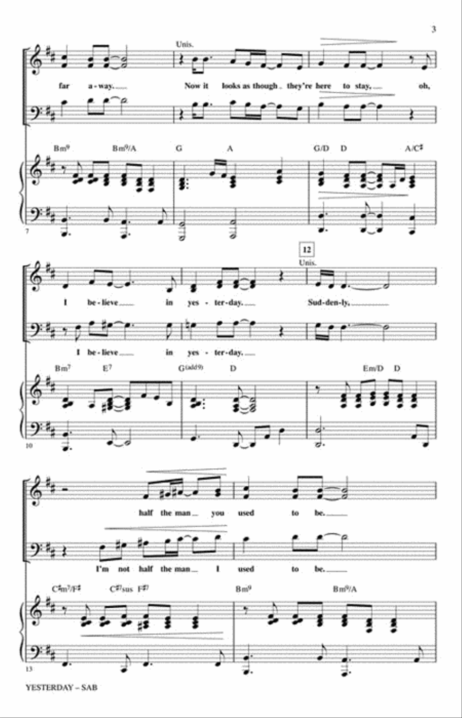 Yesterday Yesterday 3-Part scores gallery preview page 3